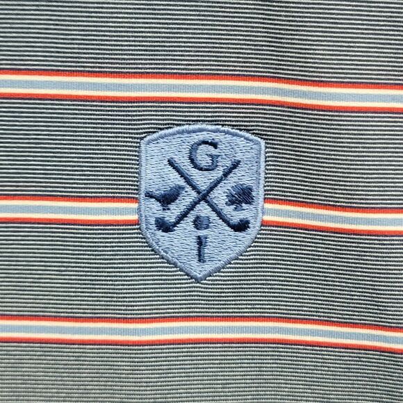 Turtleson Tour Performance Golf Polo Shirt Men's 2XL Blue Red Striped Stretch - Picture 5 of 7